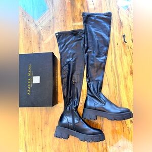 AZALEA WANG Black Over-the-Knee Chunky Boots